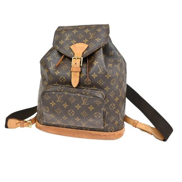 LOUIS VUITTON Montsouris GM Backpack Bag Monogram Leather Brown - Picture 1 of 14